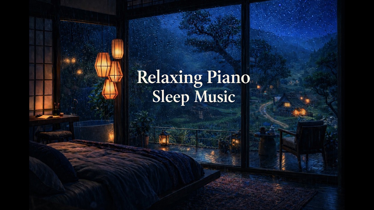 2 Hours Relaxing Piano Music 🌙 Rainy Night for Deep Sleep & Study
