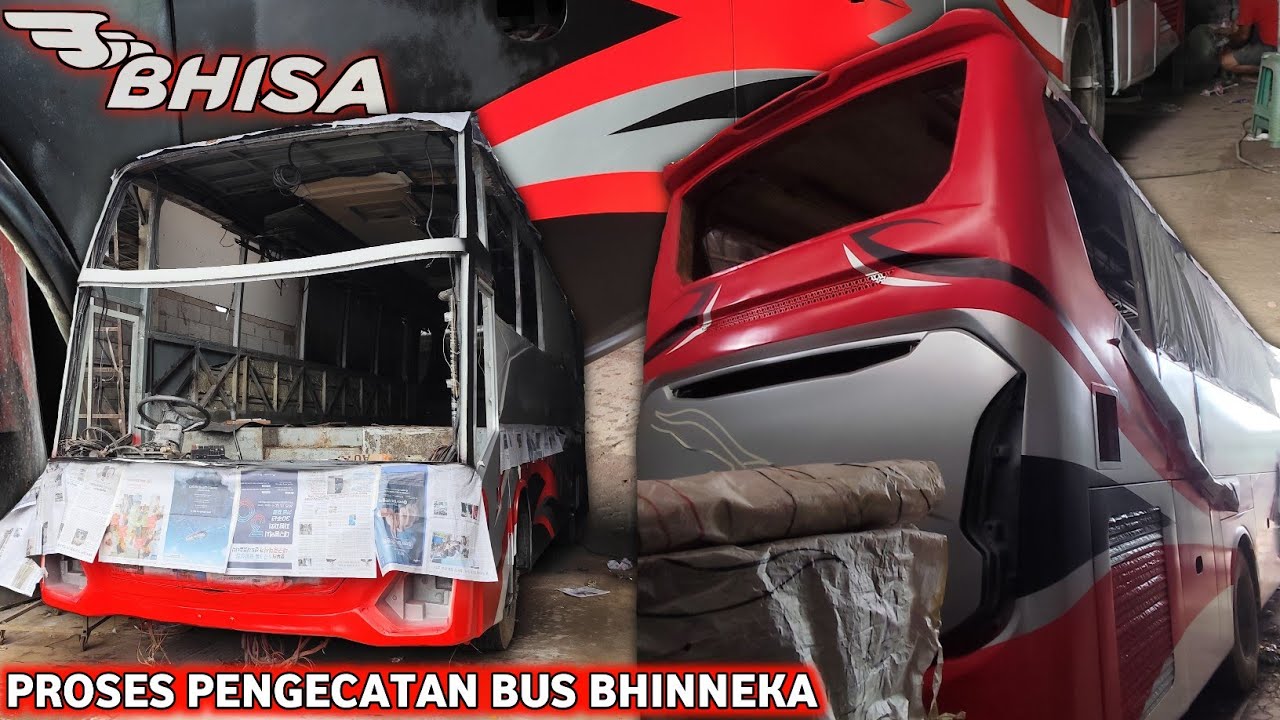 PROSES PENGECATAN BUS BHINNEKA JETBUS 5 MHD DI ETHOS FIMADANI BODY REPAIR...