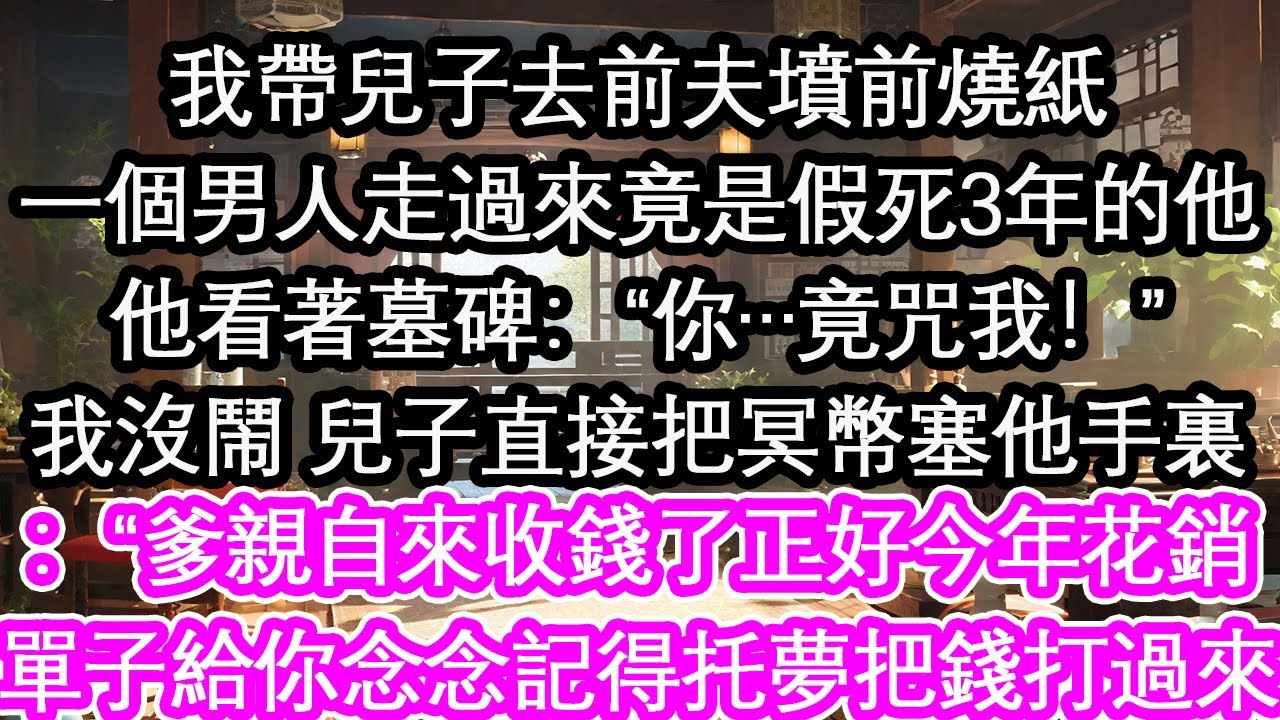 我帶兒子去前夫墳前燒紙一個男人走過來竟是假死3年的他他看著墓碑：“你…竟咒我！”我沒鬧 兒子直接把冥幣塞他手裏：“爹親自來收錢了正好今年花銷單子給你念念記得托夢把錢打過來”【花開】【愛情】【生活】