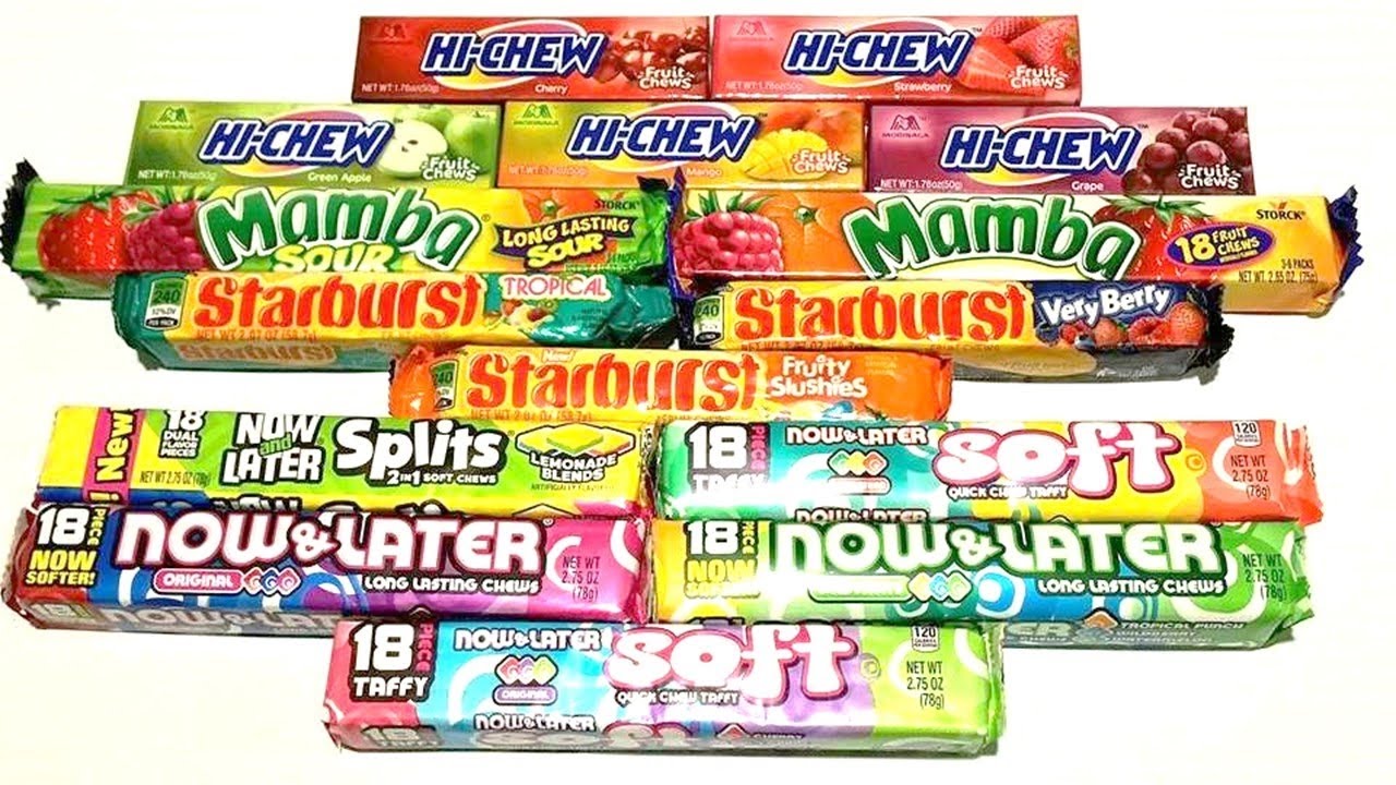 A lot of Candy Fruit Chews Countdown
