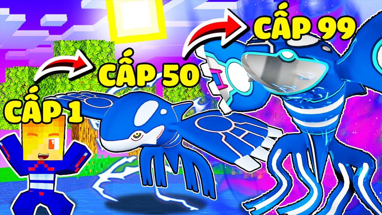 JACK EM BÉ POKEMON KYOGRE CẤP 1 TIẾN HÓA THÀNH KYOGRE NGUYÊN THỦY CẤP 99 TRONG MINECRAFT