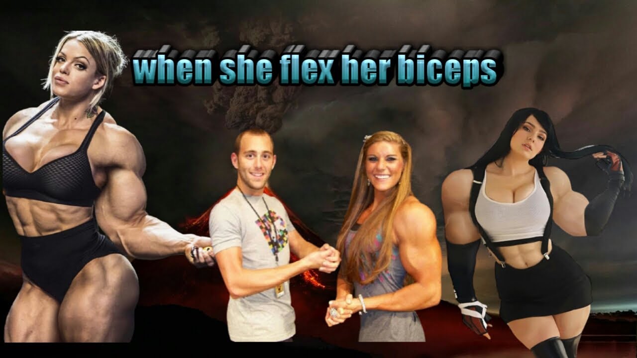 Female bodybuilding woman lift & carry men in the future | [she flex her biceps] #aleeshayoung