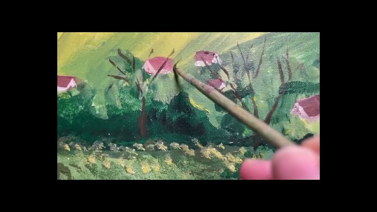 Mád szőlőhegy, akril festés lépésről lépésben.  * Mád vineyard, acrylic painting step by step.