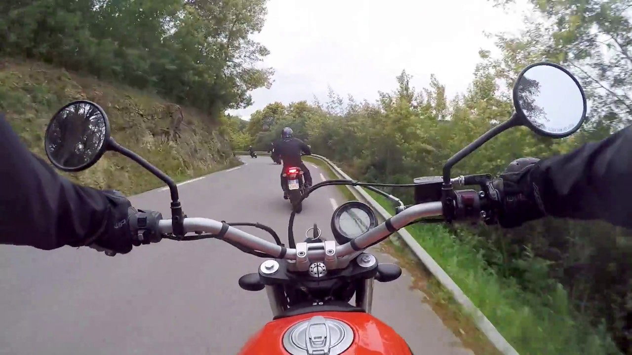 Pirelli MT60RS tyre testing on board a Ducati scrambler Sixty2 in Cannes south France