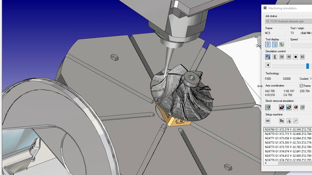 Hypermill 5Axis Impeller Machining