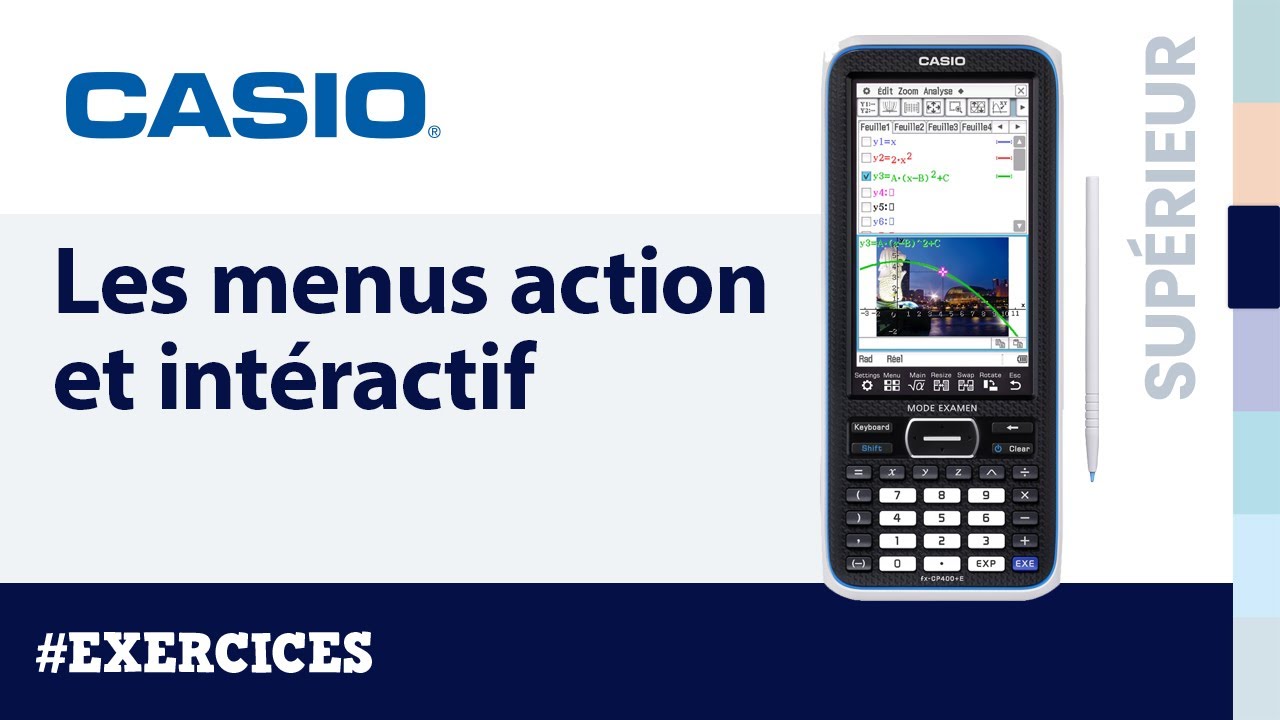 Exercice avec les menus ACTION ET INTERACTIF : calculatrice formelle CASIO fx-CP400