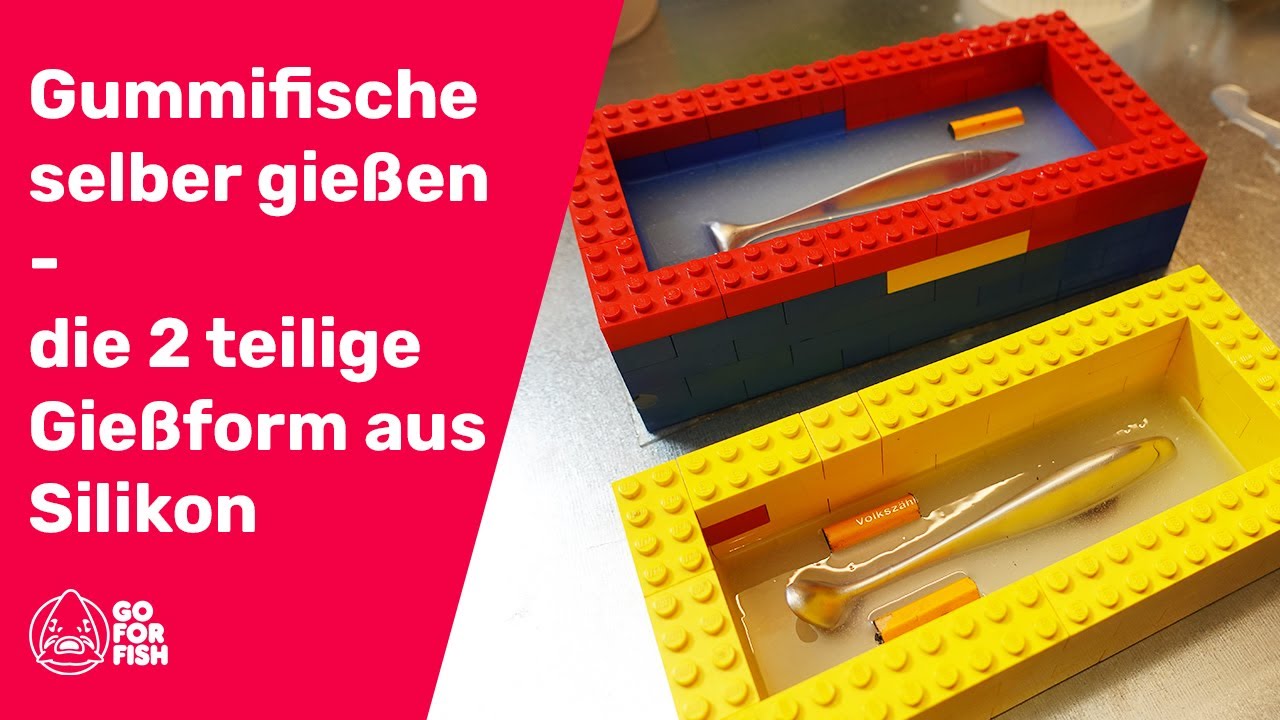 Gummifische herstellen - 2-teilige Gießform für Gummiköder aus Silikon für Hecht und Barsch