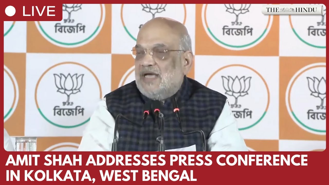 Home Minister Amit Shah addresses press conference in Kolkata, West Bengal