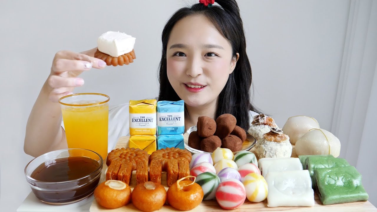 약과+개성주악+각종 떡 먹방🍡🤍구슬떡,초코찰떡,앙꼬절편 등 with.엑설런트아이스크림 | RELASOUND MUKBANG | Rice cake in Korea :D