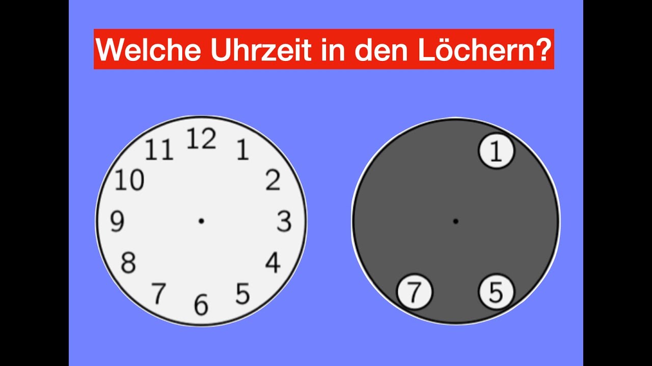Typische Mathe-Känguru-Aufgabe: Uhr mit Löchern (3.–8. Klasse) 2023;
