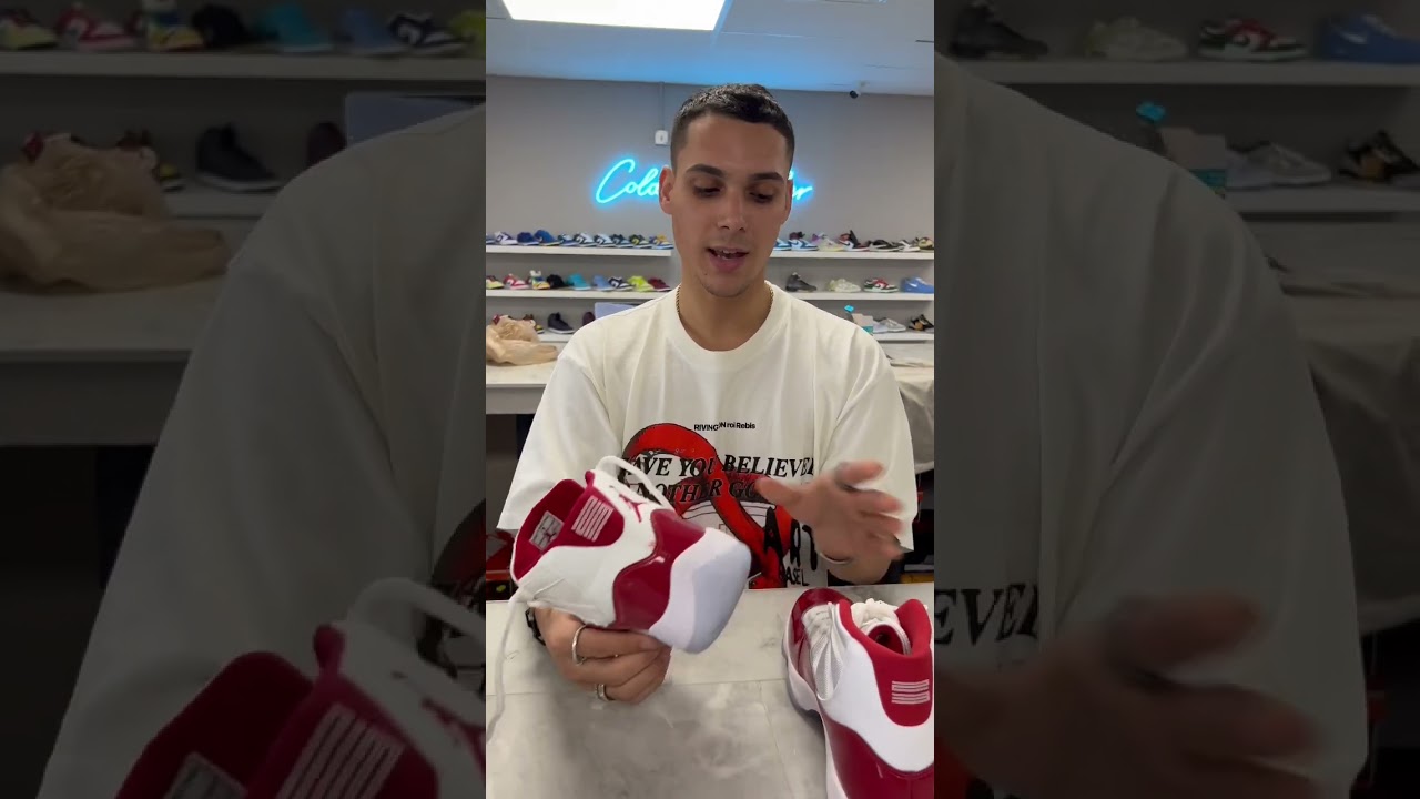 Поддельные против настоящих Jordan Retro 11 Cherry, проверка подлинности #шорты #шорты #fyp #крос...