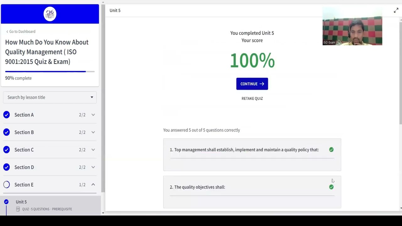 How much do you know about Quality Management | ISO 9001 : 2015 Standard Exam and Quiz | 100% scored