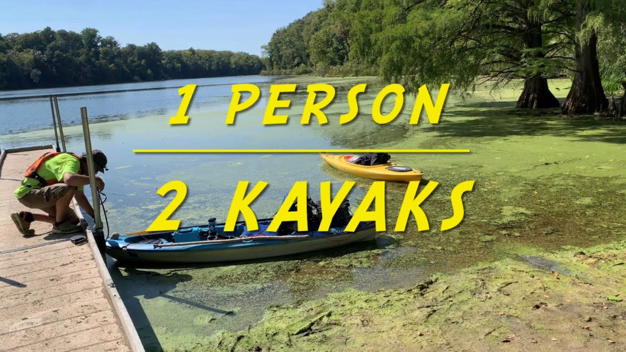 Kayak towing kayak loaded camp supplies