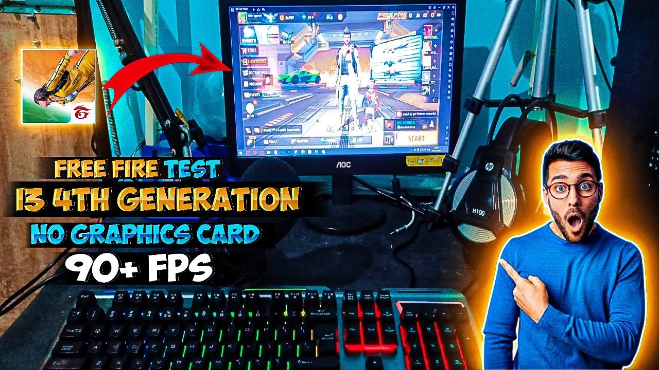Intel Core i3 4th Gen Free Fire Game Test with No Graphics Card || Low End Pc  Free Fire Gameplay ||