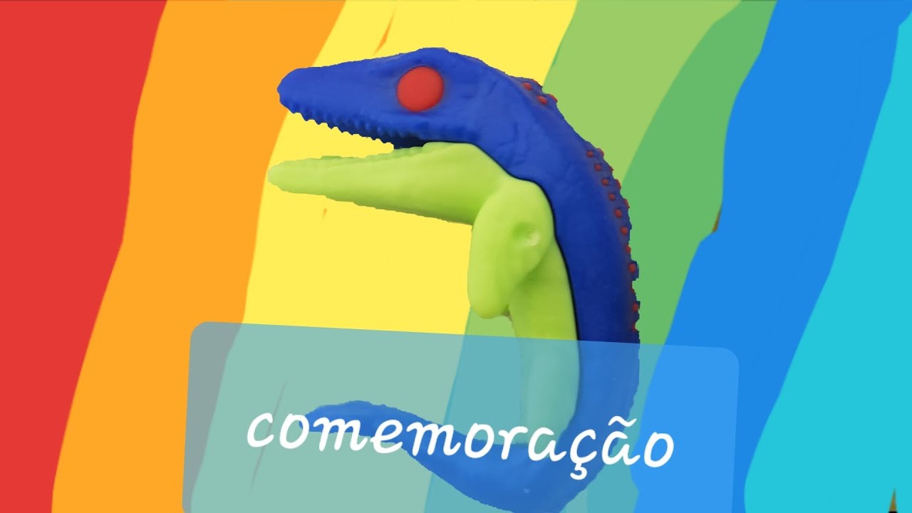 Olha esse dinossauro novo comemoração