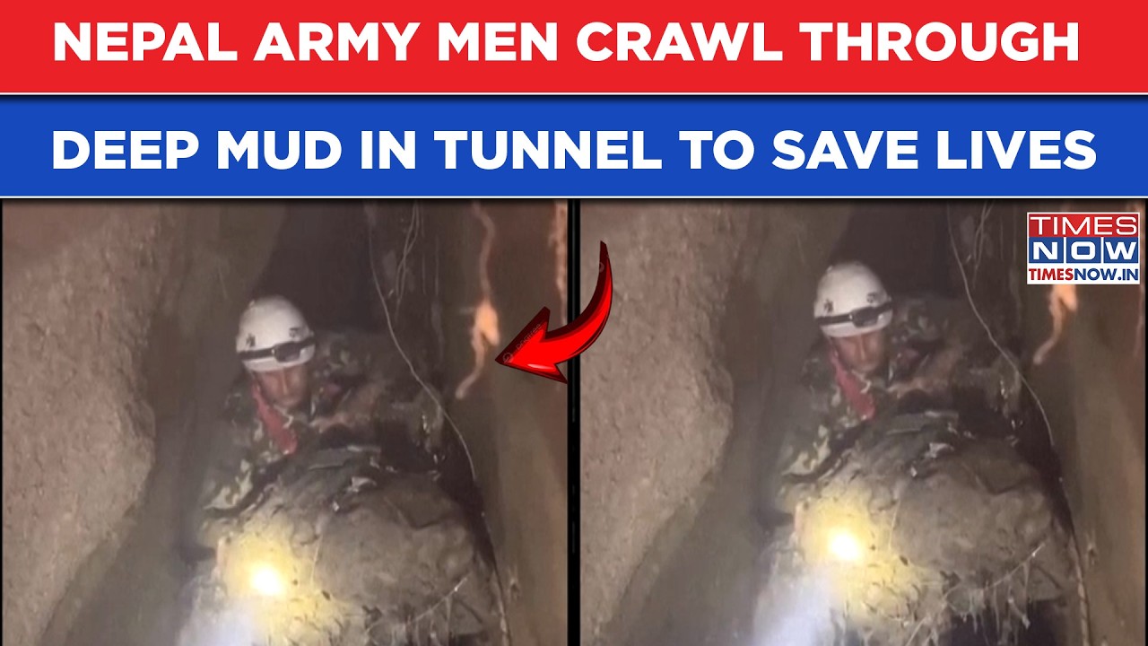 Nepal Army In Action, Troops Crawl Through Mud To Save Lives In Flood-Ravaged Rasuwa Tunnel | Watch