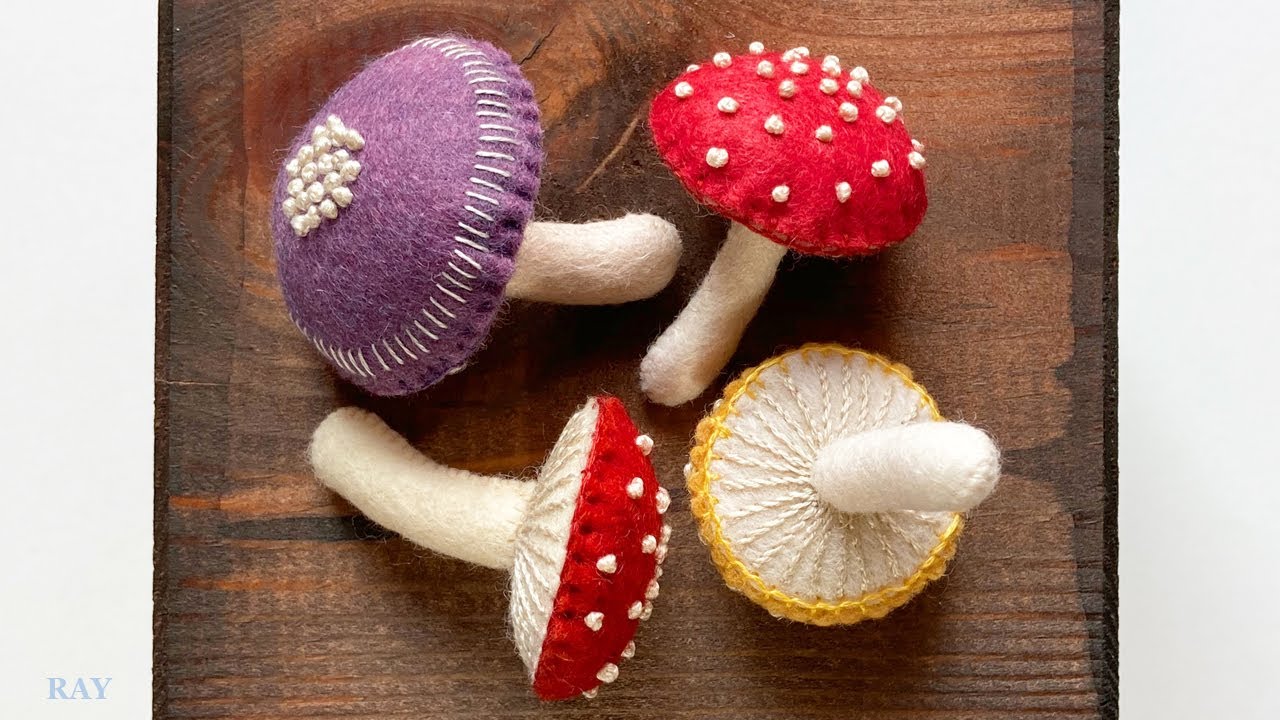 フェルトで作るきのこの作り方🍄［フェルトで作る食べ物］  DIY Felt Mushroom Toadstool Making Handcraft Tutorial