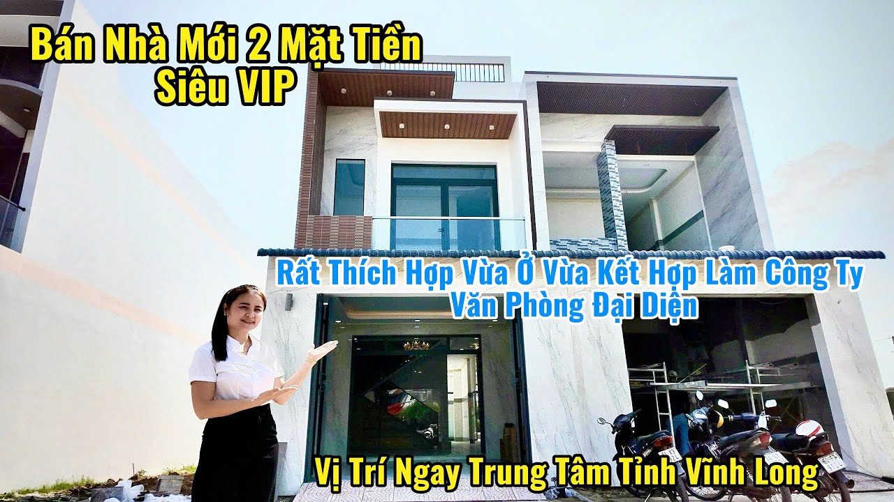 bán nhà 2 mặt tiền thiết kế 1 trệt 1 lầu giá rẻ ngay trung tâm vĩnh long