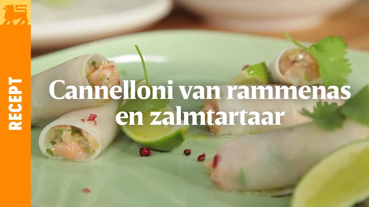 Cannelloni van rammenas en zalmtartaar