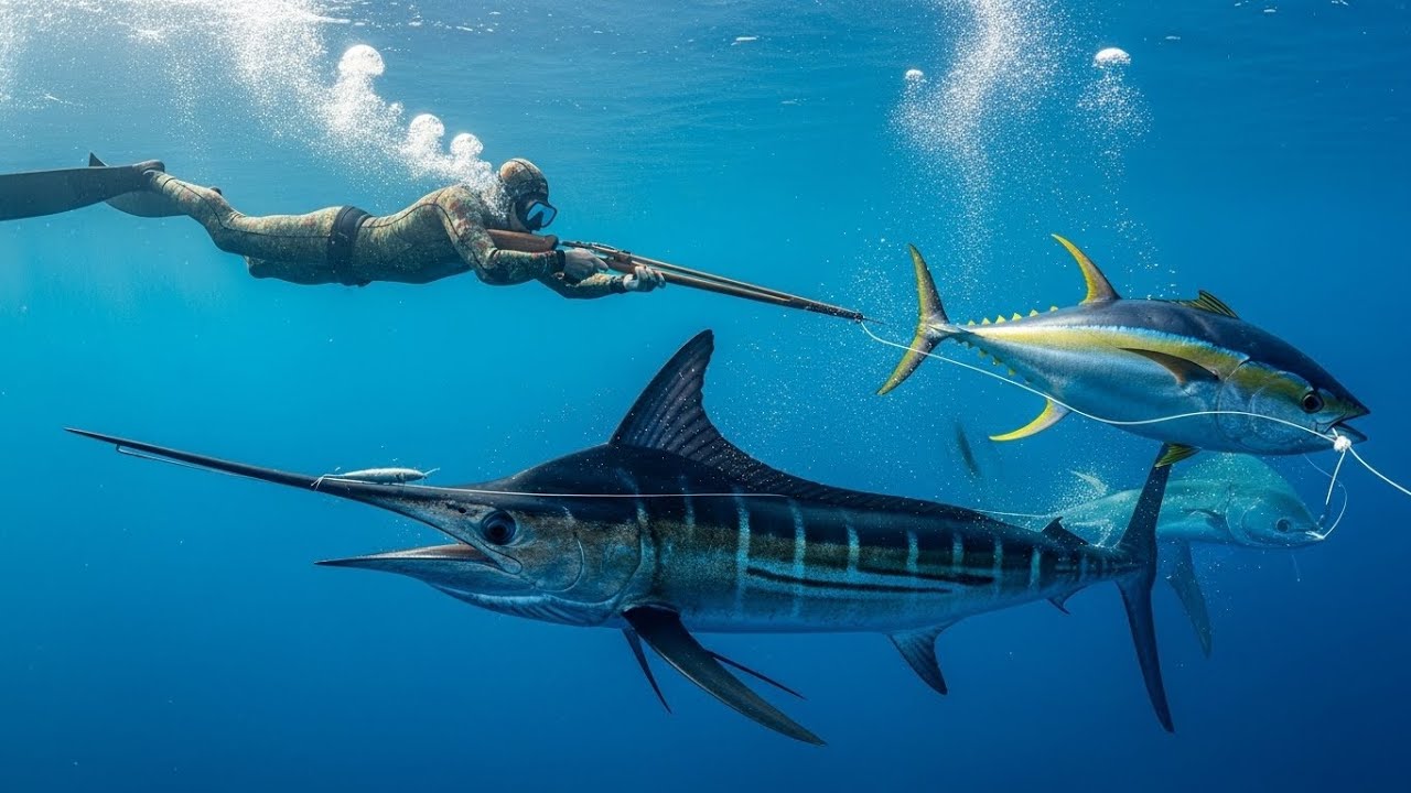 Giant Marlin Attacks Me & Steals My Tuna 😱 | Extreme Spearfishing Gone Wrong