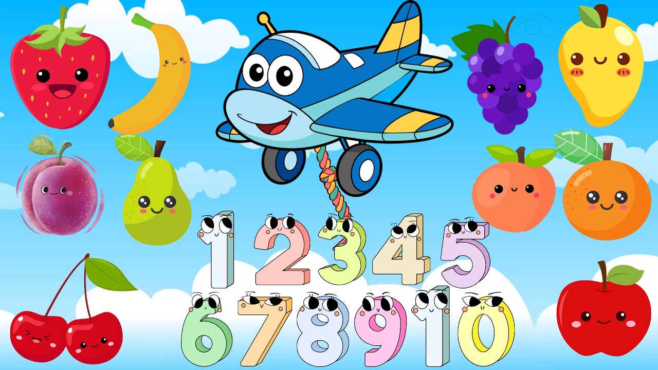 Zahlenlied 1-10 🍎🍌| kinderlied | Zahlen lernen in Deutsch | Zahlen mit Früchten | Kinderreime Kinder