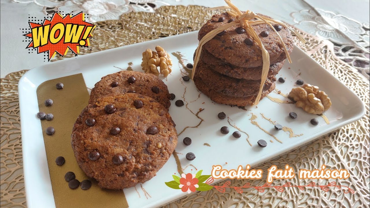 Cookies aux noix et chocolat noir fait maison😋 كوكيز بالكركاع والشوكولا