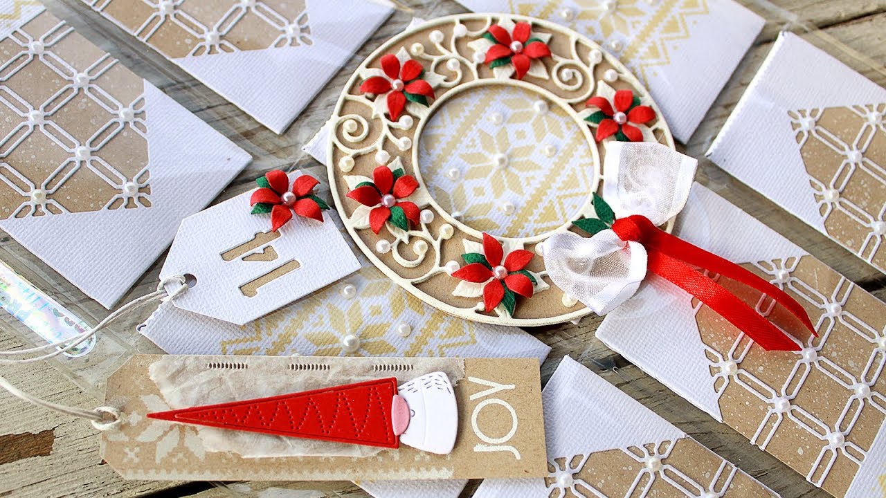 WHITE CHRISTMAS 2018 - DAY 16 - Holiday Wreath Pocket Letter + GIVEAWAY (now closed)