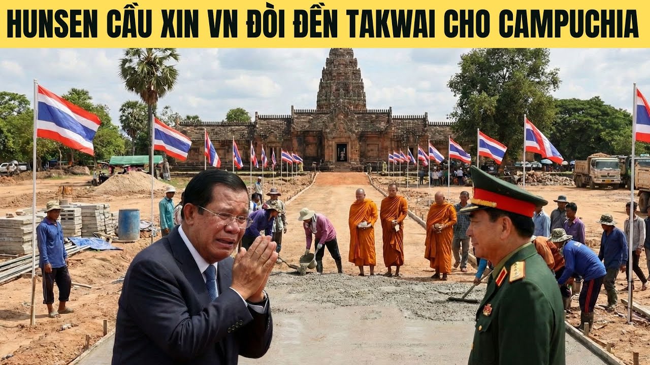Thái di dân đổ bê tông chiếm đền TaKwai-Hunsen cầu xin VN đòi đền cho Cam