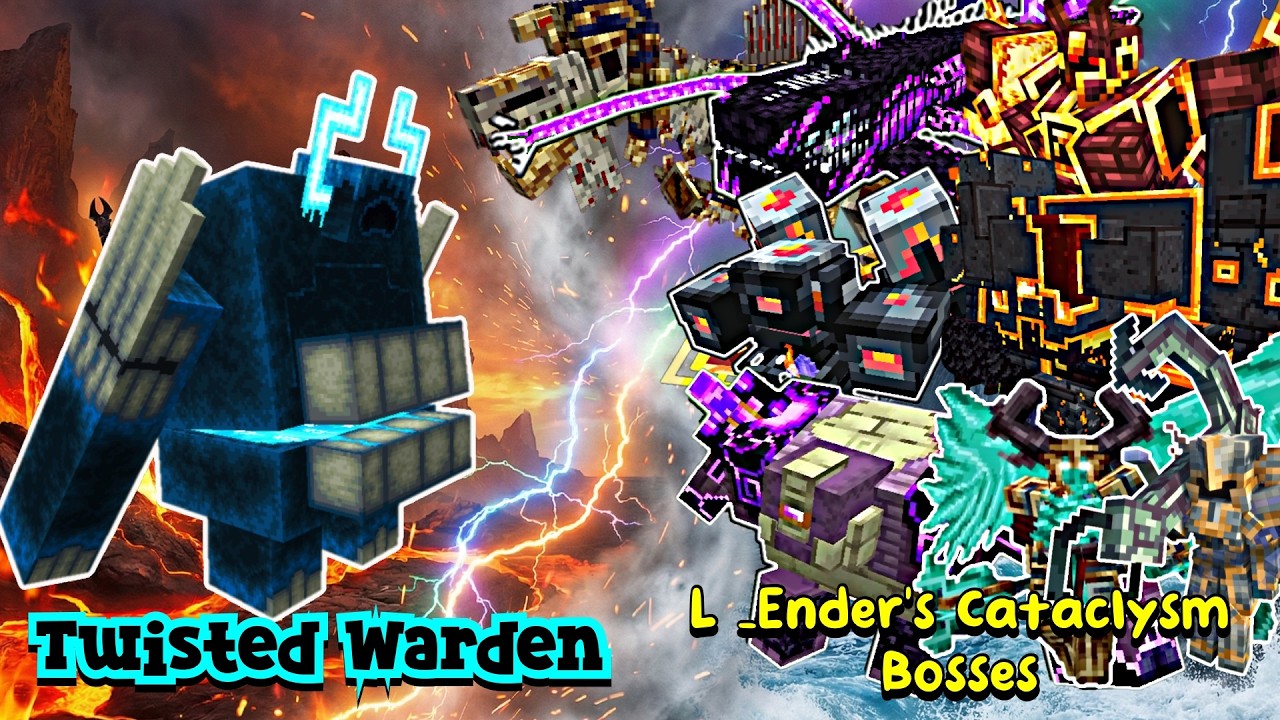 Twisted Warden VS L_Ender 's Cataclysm  Bosses | Minecraft |Mobs Battle