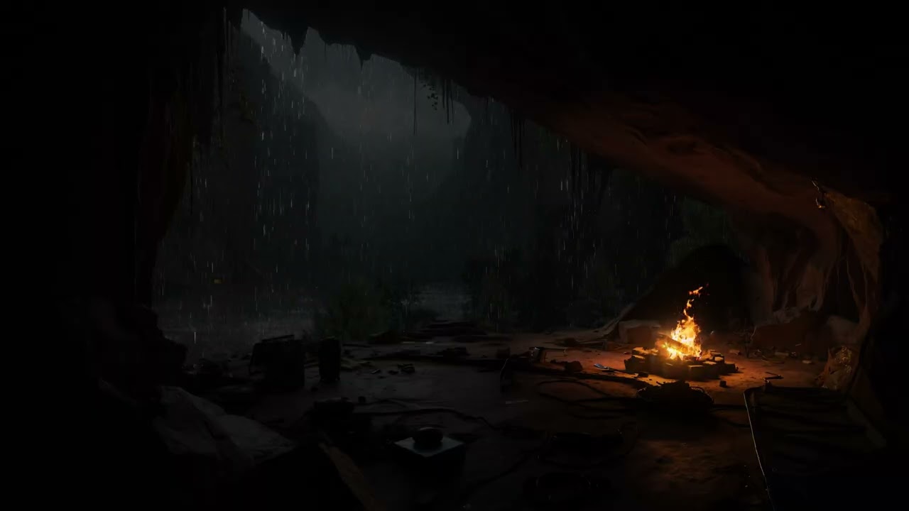 Ambiente De Cueva Con Chimenea Y Sonidos De Lluvia Para Dormir 🔥🌧️ Ambiente Nocturno Relajante