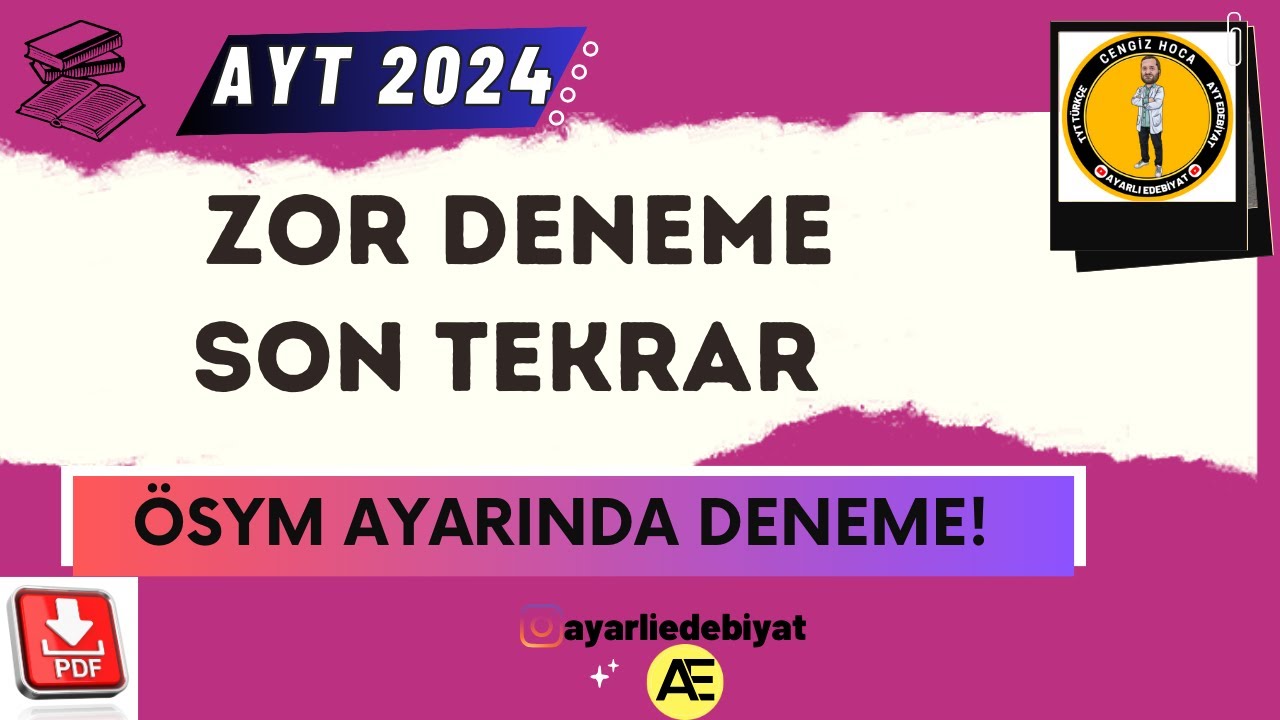 ZOR EDEBİYAT DENEMESİ-MEB SON PROVA SON TEKRAR #29📌PDF