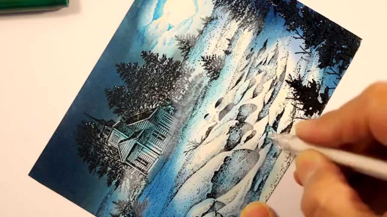 Stampscapes 101: Video 101.  Moon Over the Snowy Brook.