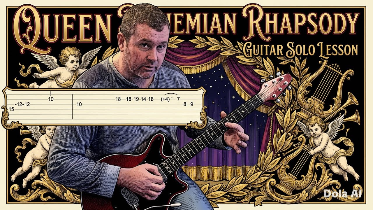 Queen - Bohemian Rhapsody - Guitar Solo Tutorial (Guitar Tab)