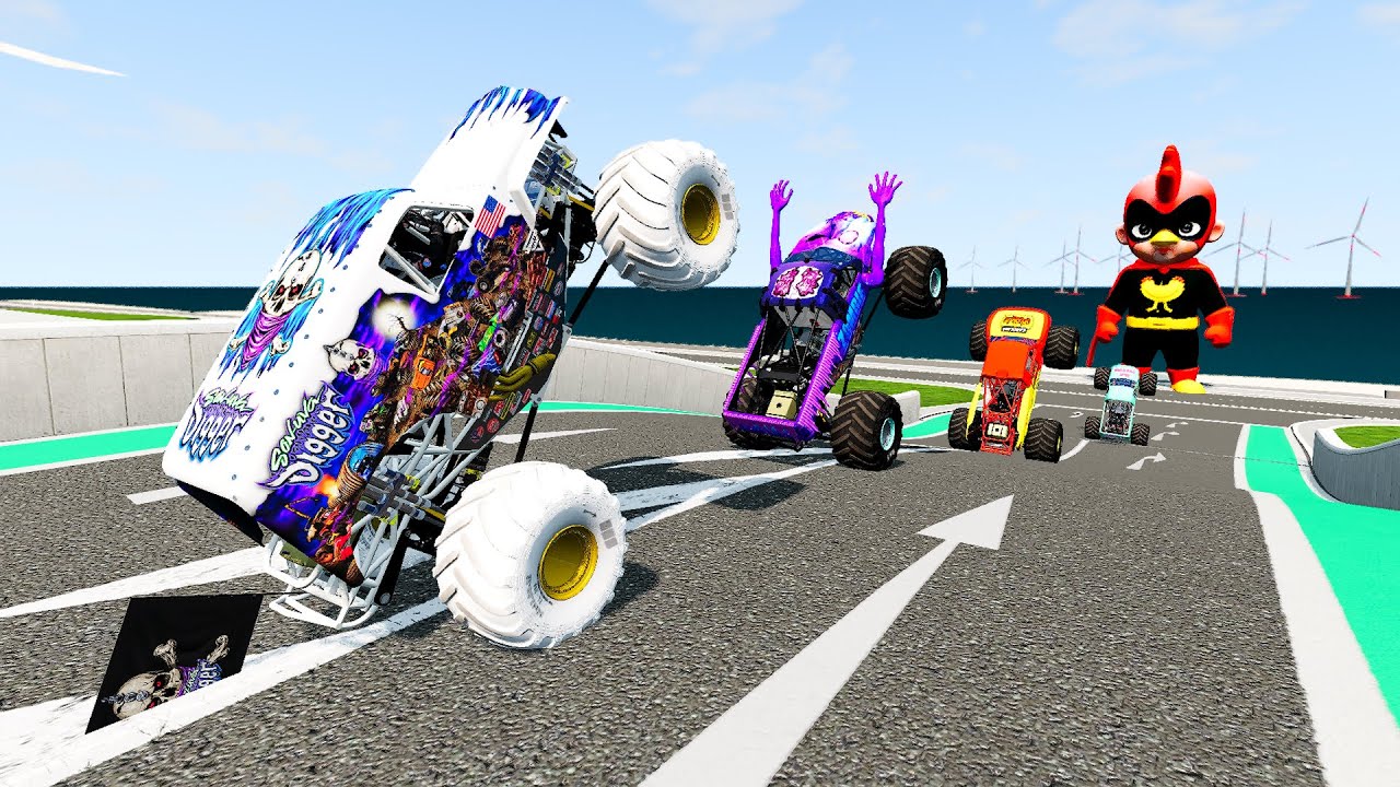 Epic Hight Speed monster trucks Jumps & Crash #001 in BeamNG Drive_BMNG SPEEDY