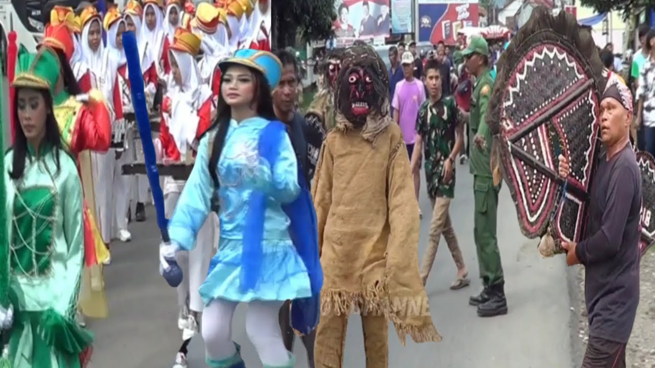 Ramai Penonton Saat Arak arakan Jaran Ebeg,Odong odong, drumband SMPN 2 Balapulang Tegal