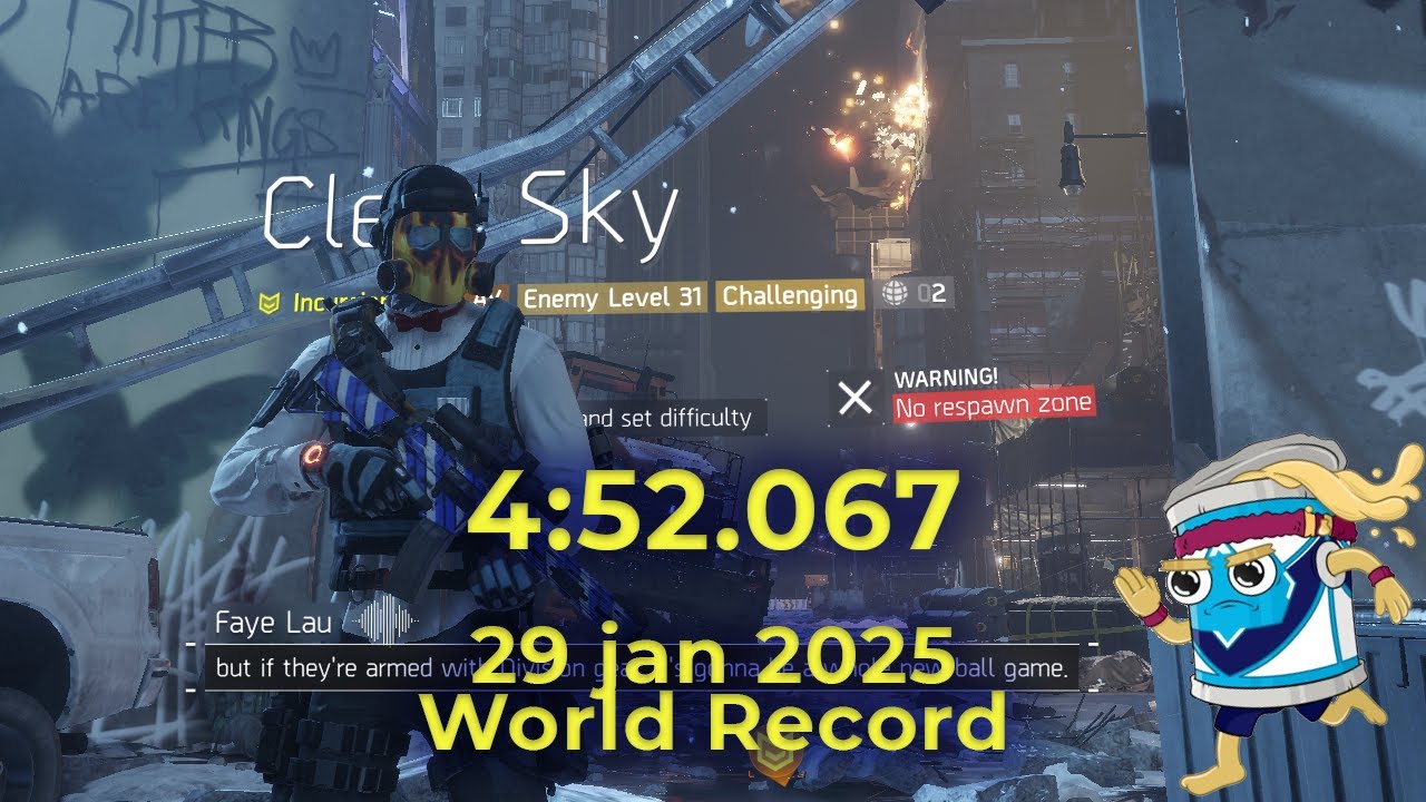 The Division - Clear Sky 4:52.067 (Solo Any%) (WR 29 jan 2025) [Old record]