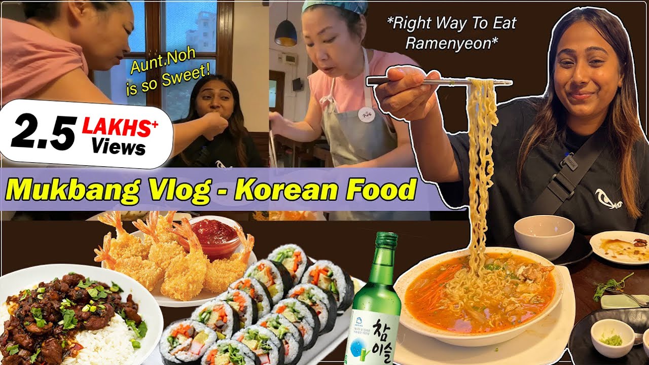 Mukbang Vlog | Jumbo Prawn, Kimchi Ramyeon, Kimbab & more | Authentic Korean Food at Sonamoo