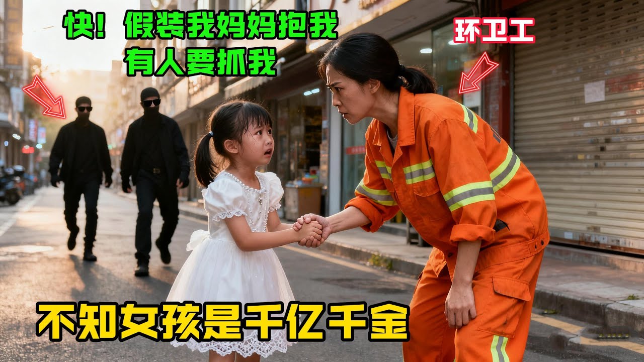 “快，假裝我媽媽抱我，有人要抓我!”女孩撲向女環衛工， 竟不知她是千億千金，這一抱改變了彼此的一生！故事分享#感人故事#故事频道