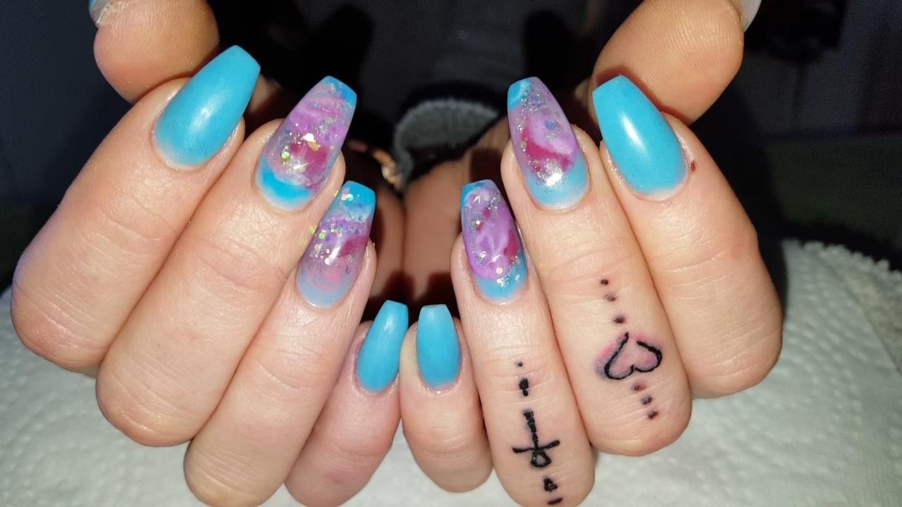 How To Bright Galaxy Nails ❤️ Ballerina Coffin Shaped Acrylic Nail Art