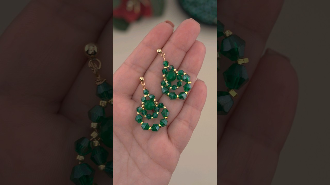 Easy & Stylish Wire & Beads Earring Making | DIY Gold & Crystal Jewelry! #shorts