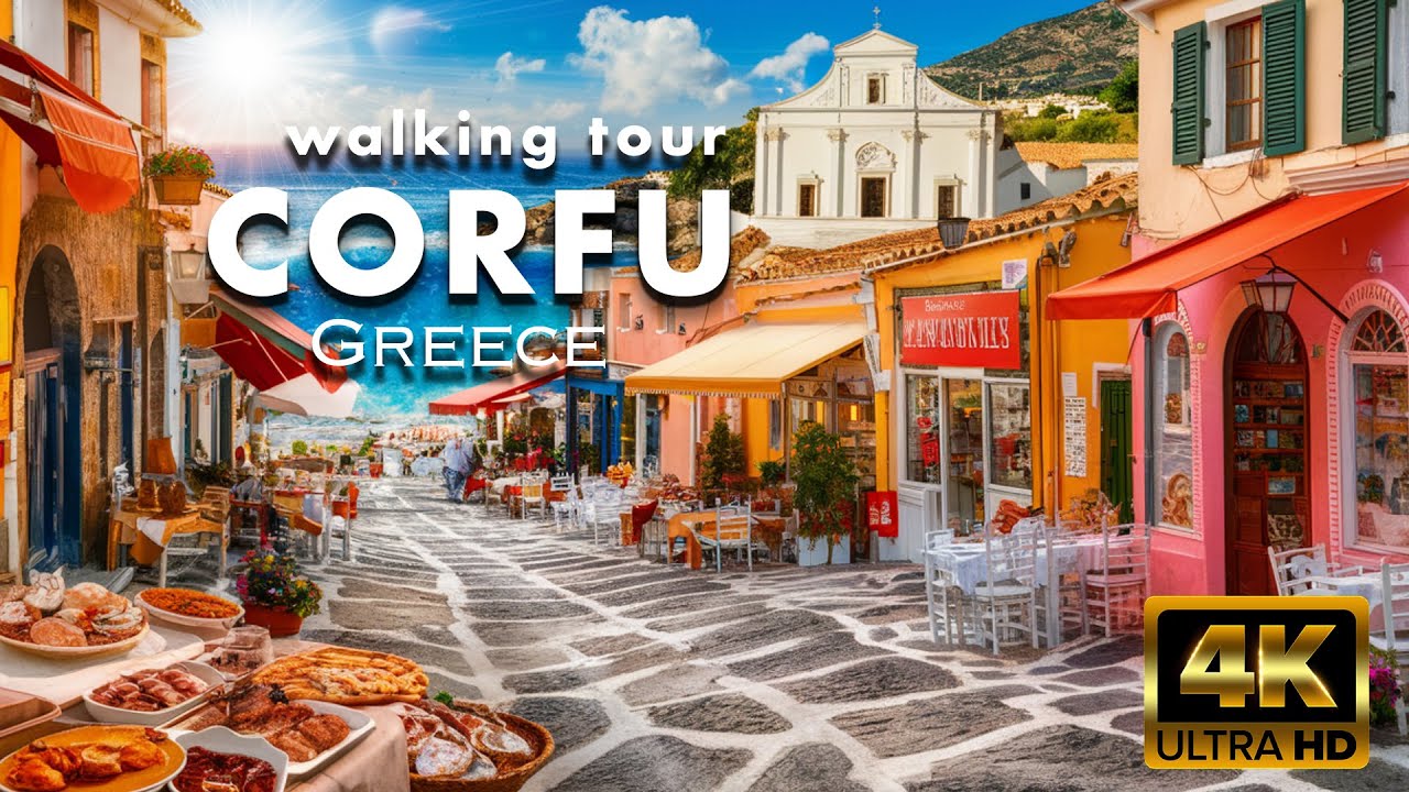 Исследуем Корфу [4K] Райский остров Греции 🇬🇷✨Волшебная прогулка по старому городу Корфу 🏛️