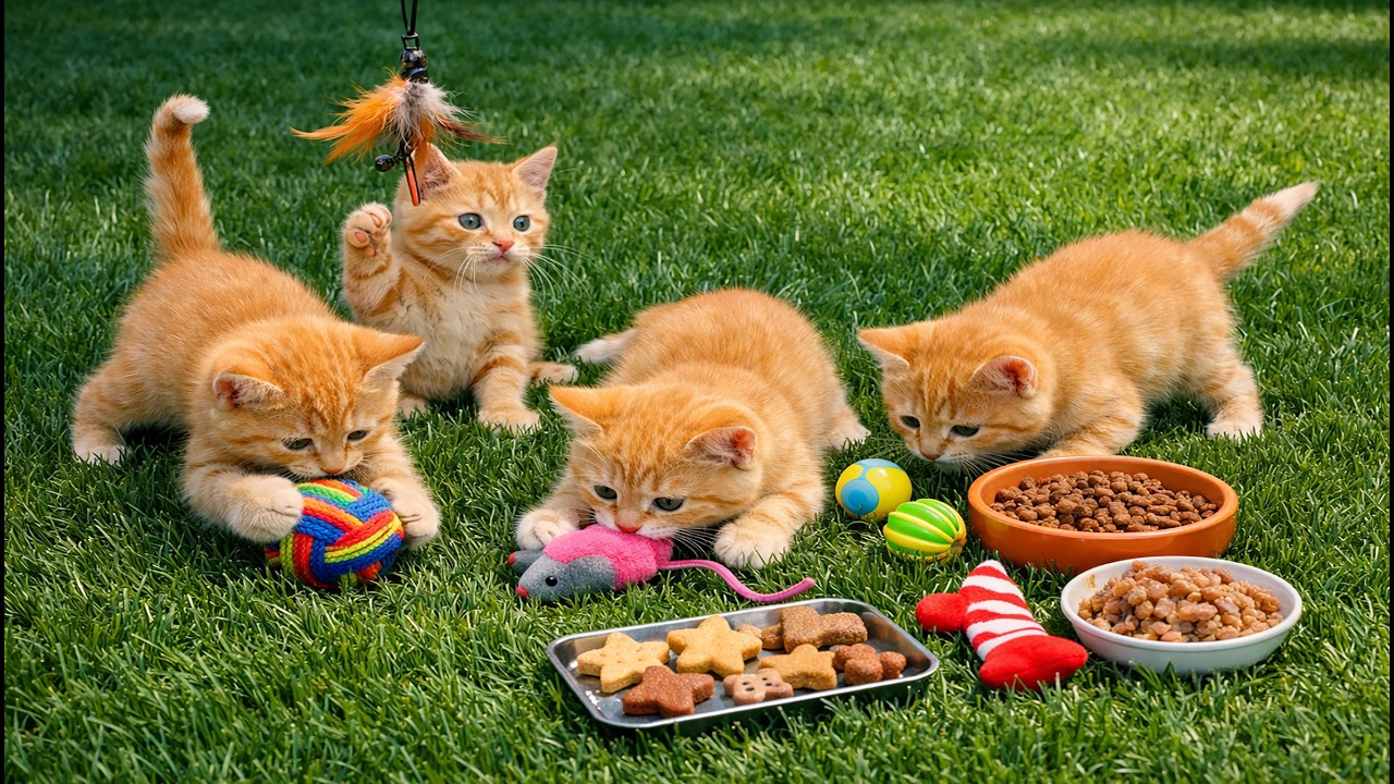 🌈🐱 Baby Kittens Having Fun with Toys & Food | Adorable Cat Video | Cute Cat Video