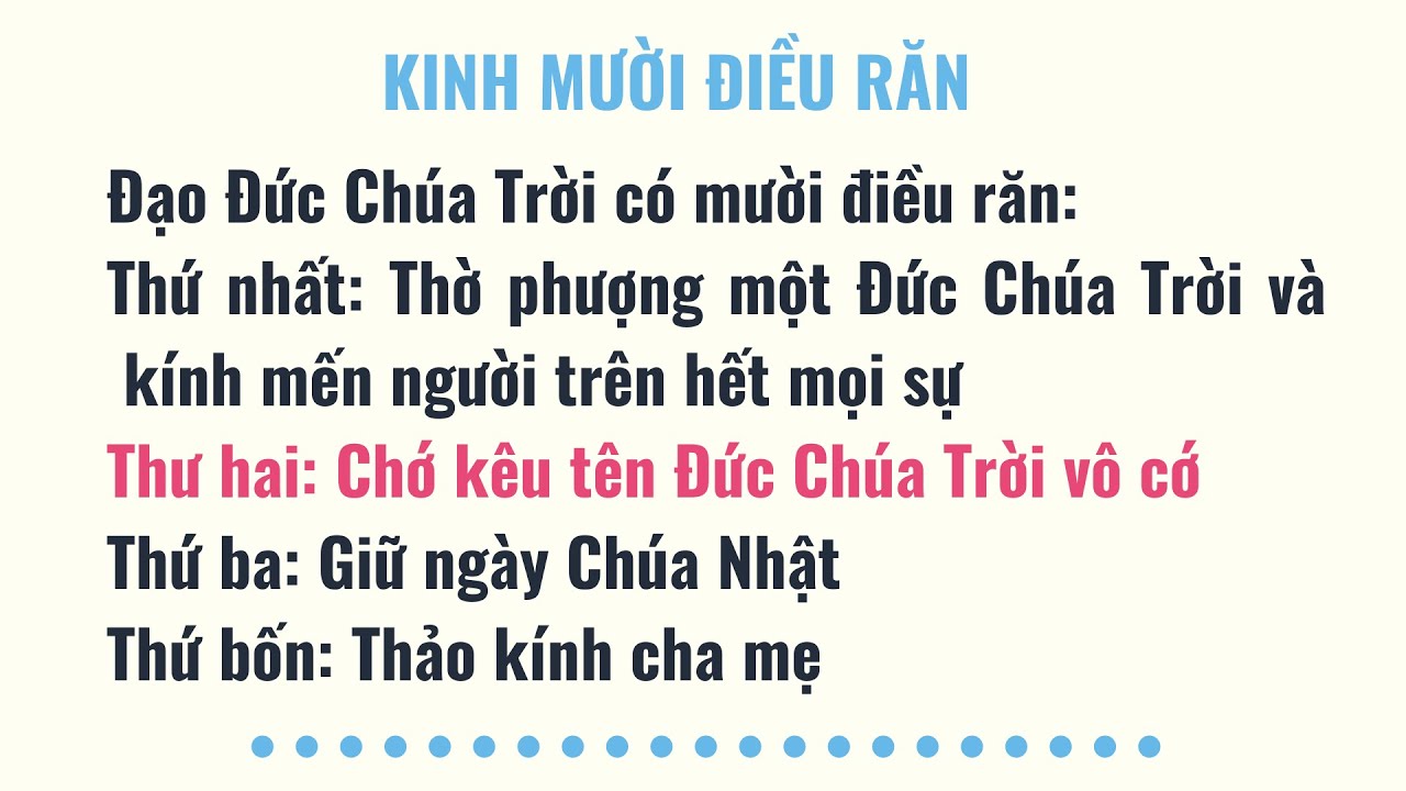 Kinh Mười Điều Răn - 10 ĐIỀU RĂN l C&aacute;c Kinh Của C&ocirc;ng Gi&aacute;o Đọc Thường Ng&agrave;y