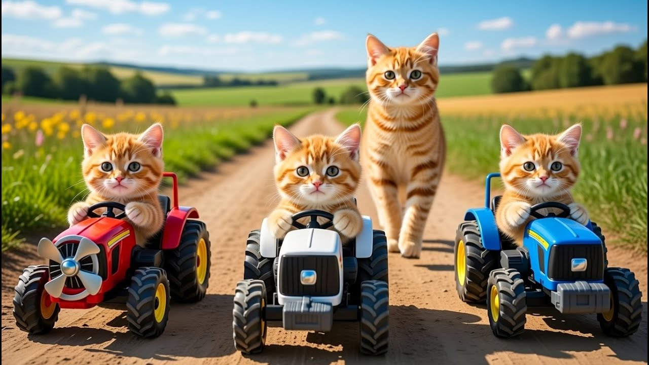 Mama Cat Trims Fur on the Farm and Makes Tiger Hat For Kittens At Home🐾🎩🐯
