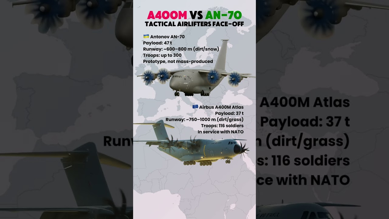 Airbus A400M vs Antonov AN-70 | Tactical Airlifters Showdown #shorts