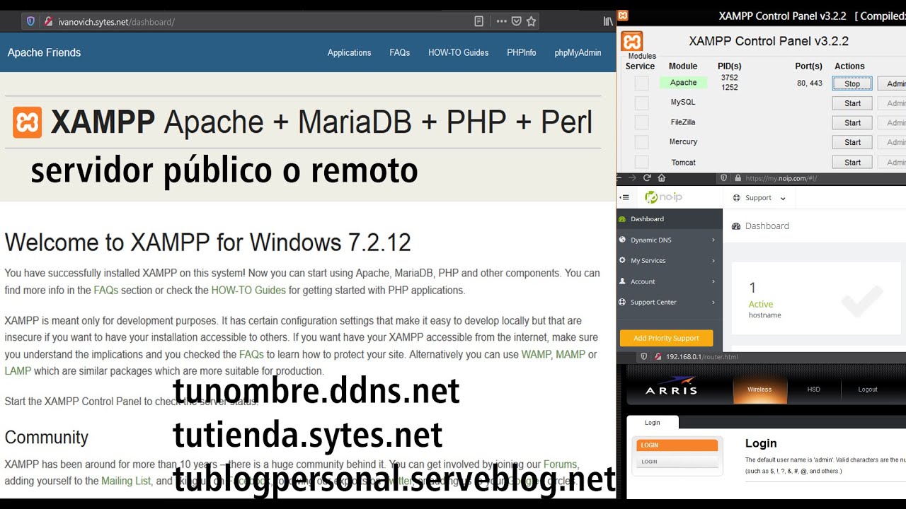 Crear servidor web remoto con router ARRIS TG2482A IZZI XAMPP NOIP APACHE-abrir puertos de mi router