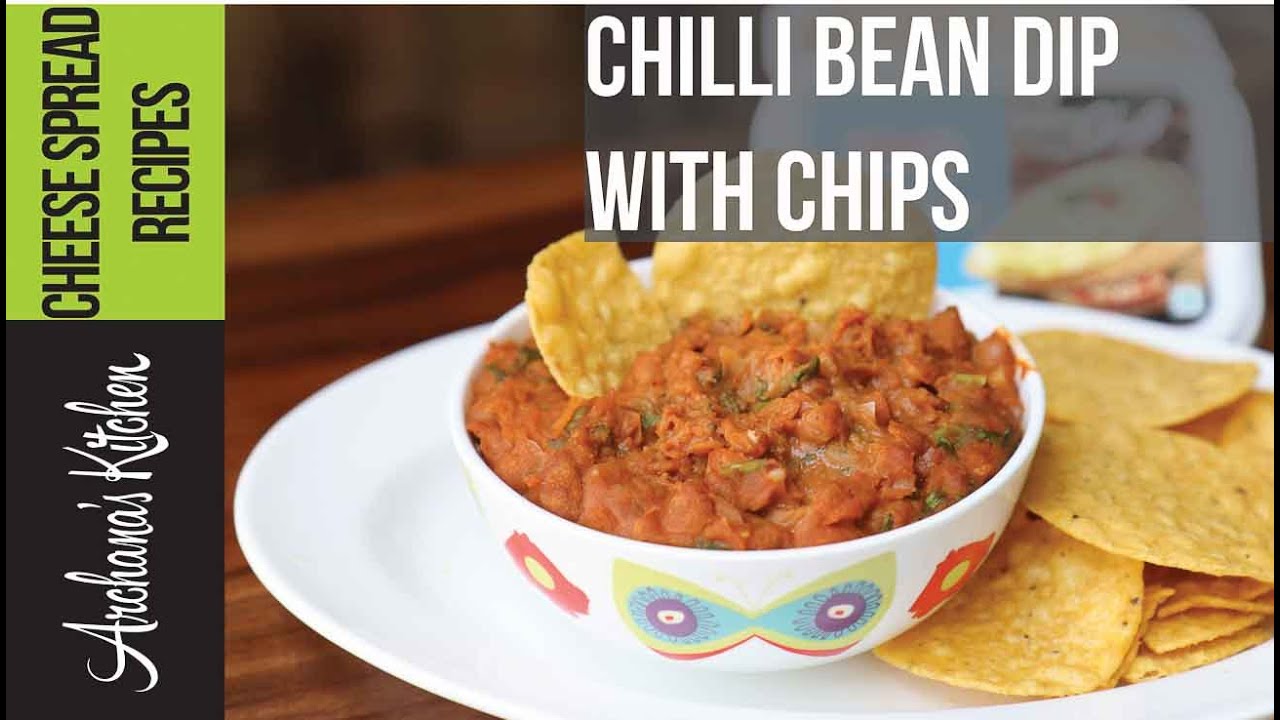 Chilli Bean Dip With Chips Recipe - Party Snack By Archana's Kitchen