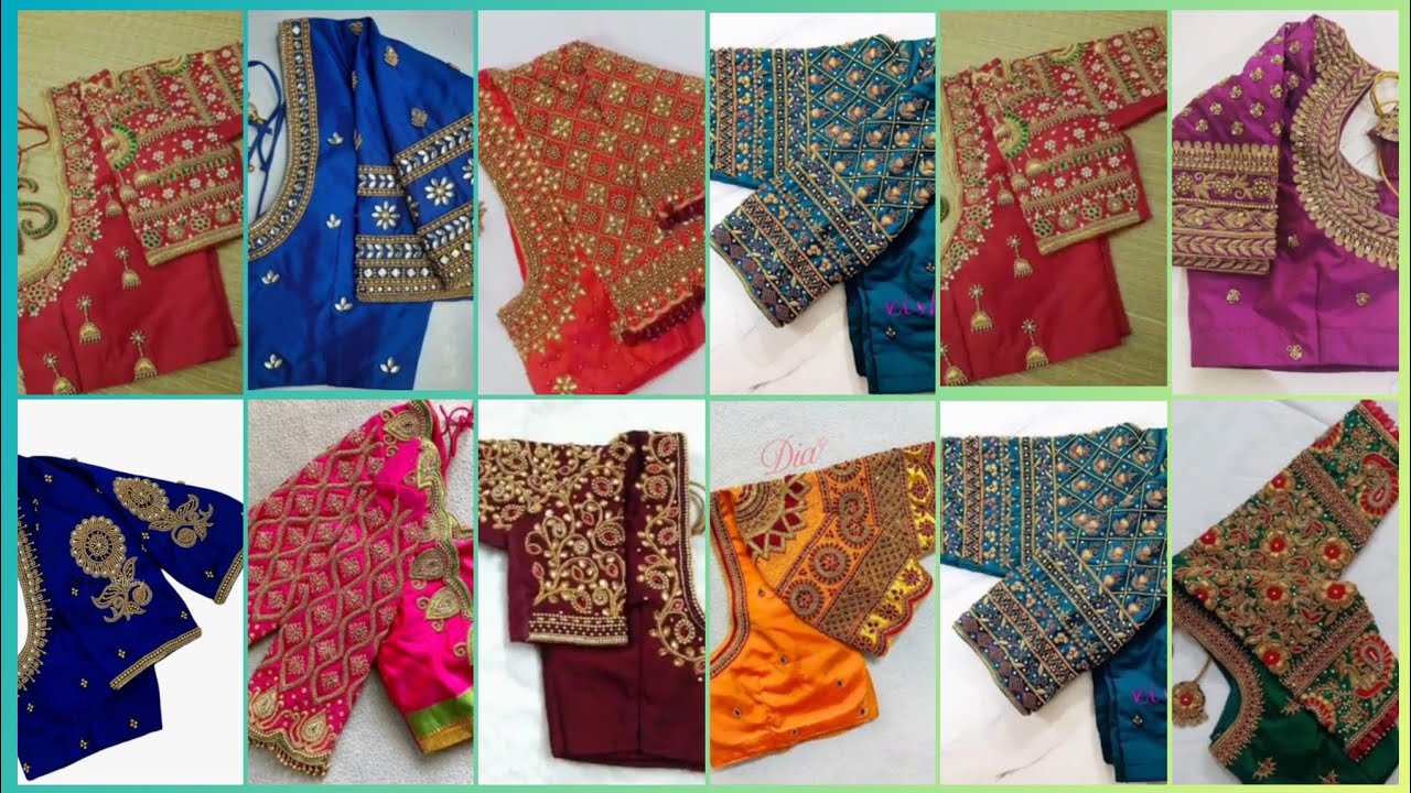 🎉💯 New Aari work Green Bridal Blouse Designs | Maggam Work Blouse Design&nbsp;&nbsp;bridal Ari blouse designs