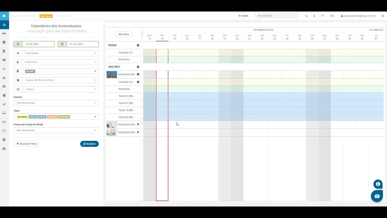Stays.net | Calendário Geral