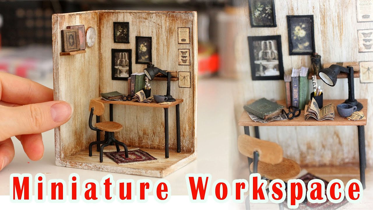 Miniature Workspace // DIY Dollhouse Roombox